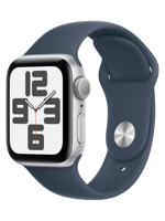 Смарт-годинник Apple Watch SE 2 GPS 44mm Silver Aluminium Case with Storm Blue Sport Band S/M (MREC3)