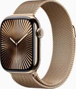 Apple Watch Series 10 GPS + Cellular 42mm Gold Titanium Case with Gold Milanese Loop (MX083)