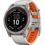 Garmin Fenix 7 Pro Sapphire Solar Titanium Smartwatch with Fog Gray/Ember Orange Band (010-02777-20/21)