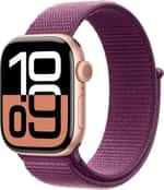 Apple Watch Series 10 GPS 42mm Rose Gold Aluminum Case with Plum Sport Loop (MWWK3)