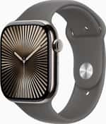 Смарт-часы Apple Watch Series 10 GPS + Cellular 46mm Natural Titanium Case w. Stone Grey Sport Band - S/M (MWY93)