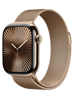 Apple Watch Series 10 GPS + Cellular 46mm Gold Titanium Case with Gold Milanese Loop - M/L (MX003)