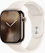 Смарт-часы Apple Watch Series 10 GPS + Cellular 46mm Gold Titanium Case w. Starlight Sport Band - S/M (MWYX3)