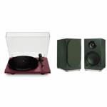 Комплект активных колонок Triangle AIO Twin (English Green) + проигрыватель винила Lunar 1 (Burgundy)