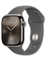 Apple Watch Series 10 GPS + Cellular 46mm Natural Titanium Case with Stone Grey Sport Band - M/L (MWYA3)