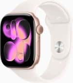Apple Watch Series 11 GPS 46mm Rose Gold Aluminum Case with Light Blush Sport Band – S/M (MEV64)