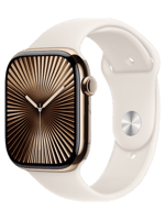 Apple Watch Series 10 GPS + Cellular 46mm Gold Titanium Case with Starlight Sport Band - M/L (MWYY3)