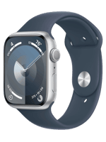 Смарт-годинник Apple Watch Series 9 GPS 45mm Silver Alu. Case w. Storm Blue S. Band - M/L (MR9E3) [No Box]
