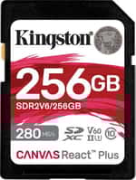 Kingston 256 GB SDXC Canvas React Plus UHS-II U3 V60 Class 10 (SDR2V6/256GB) Memory Card